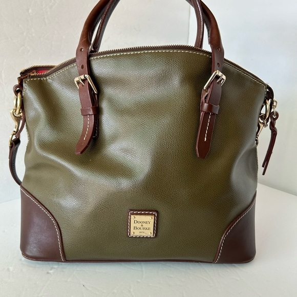 Dooney & Bourke Olive and Chocolate Satchel - Picture 2 of 13